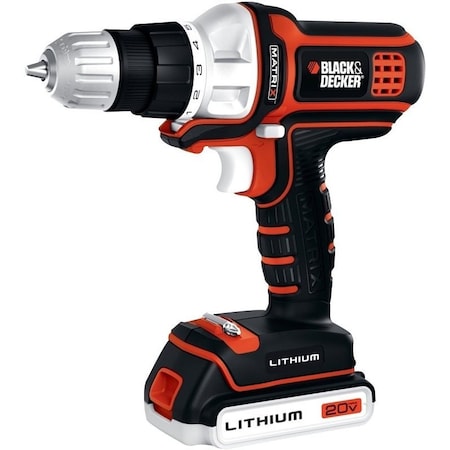Black & Decker DrillDriver, Battery Included, 20 V, 38 in Chuck, Keyless Chuck BDCDMT120C
