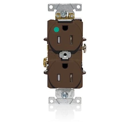 Leviton Dup Rec 15A 125V TR/HG Brn T8200