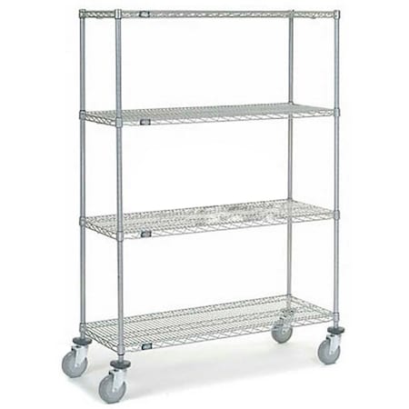 Nexel 4 Shelf Truck, Chrome, 48inW x 18inD x 69inH, Polyurethane Swivel Casters 168215