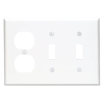 Leviton 3-Gang Plastic 2-Toggle/Duplex Outlet Wall Plate White 001-88021