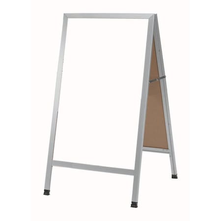 Aarco A-Frame Sidewalk Board, White Porcelain Markerboard and Satin Aluminum Frame, 42''Hx24''W AA-5SW