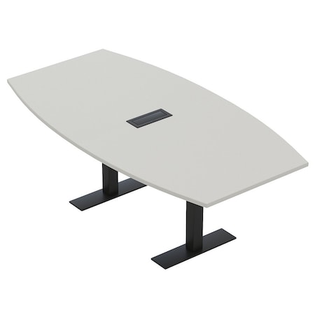 Skutchi Designs 6ft Conference Table With Power Unit | 6 Person Modular Boat Meeting Table | Harmony Series HAR-BOT-48X72-T.BK-U779-EBLK