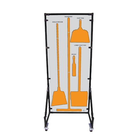 5S Supplies Housekeeping Shadow Board Broom Station V14, Gray / Orange, Broom + Stand, No Text HSB-V14-GRAY/ORANGE-BO-STAND-NO TEXT
