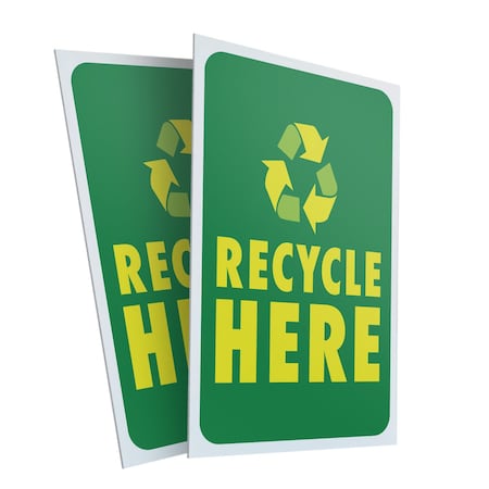 Signmission Recycle Here, Plastic Signs Only 24 Inch x 36 Inch, Corrugated Plastic, 2PK CSB-2436-2PACK-30419