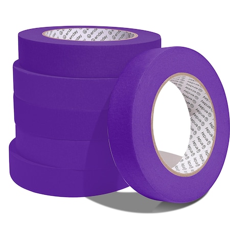Enday Masking Tape, 1" x 60 Yards, Purple, 6PK 8137-6