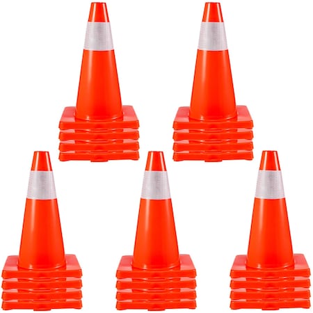 Vevor Traffic Safety Cones PVC Parking Cones 18" W/ 1 Reflective Collars 11" X 11" Red PVC Base, 20PK CC-A45-20PCS