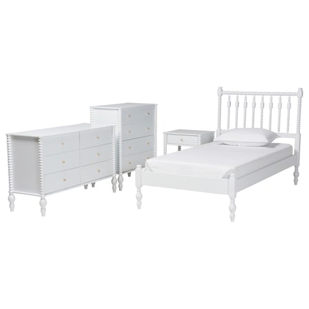 Baxton Studio Denita Bedroom Set with Chest, White, Twin 271-14733-14743-14741-14739-ZORO