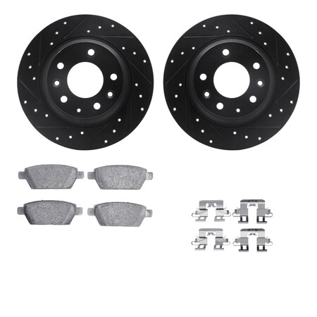 Dynamic Friction Co DFC Rotors-Drilled & Slotted-Black w/ 5000 Advanced Brake Pads Incl Hdw 8512-54066
