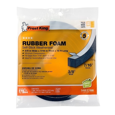 Thermwell Products 3/8X7/16 Blk Spongetape R738H