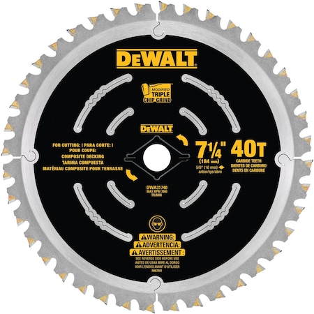 Dewalt 7 1/4" 40T Composite Decking Saw Blade DWA31740