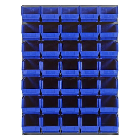 Quantum Storage Systems 48X61 GRAY LOUVERED PANEL WITH BINS BLUE QLP-4861-240-35BL