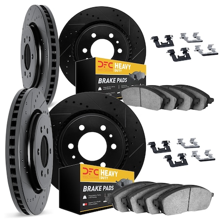 Dynamic Friction Co DFC Brake Rotor - Drilled & Slotted - Black- Heavy Duty Brake Pad includes Hardware 8214-54067