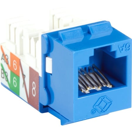 Black Box Cat6A Keystone Jack - Unshielded, Rj45, Blue C6AJA70-BL-R2