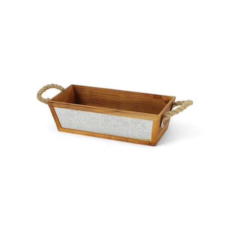 Homeroots 16" Brown Solid Wood And Metal Crate 487918
