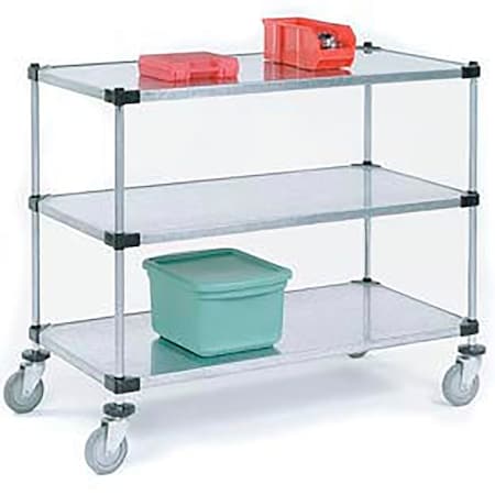 Global Industrial Nexel, 2 Shelf, Shelf Cart, Galvanized, 60"W x 18"D x 40"H, Poly Casters, 4 Swivel 188881