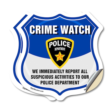 Signmission Neighborhood Crime Watch Shield Sign We, 4 inch X 4 inch, Vinyl Decal, 2PK SHI-D-2PACK-4-388