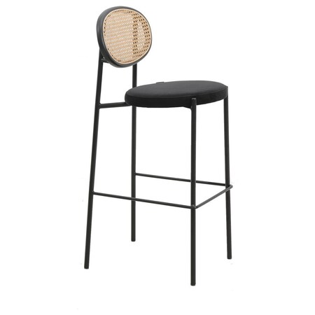 Leisuremod Euston Wicker Bar Stool with Black Steel Frame, Black EC29BL