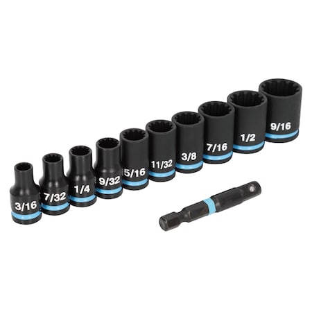 Spyder 11pc 1/4in Drive Standard Impact Socket Set, SAE 19713