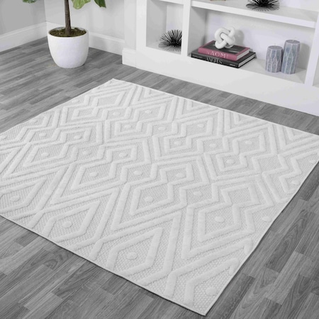 Jonathan Y Balansat Moroccan Diamond Ivory 5 ft Square Indoor/Outdoor Area Rug IBZ100D-5SQ