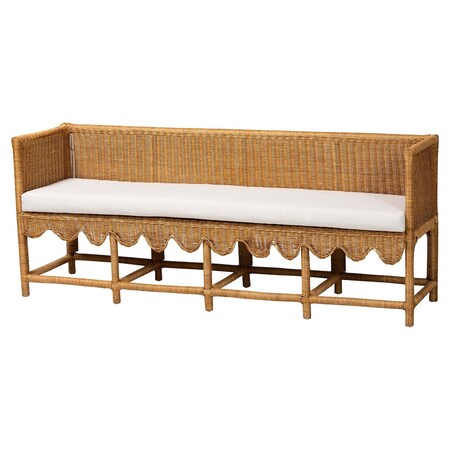 Bali & Pari Seranay Bohemian Scallop Light Honey Rattan Long Dining Bench 255-14135-ZORO
