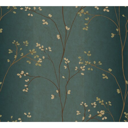 York Wallcoverings Vertical Blossoms Teal Metallic Wallpaper BR6224