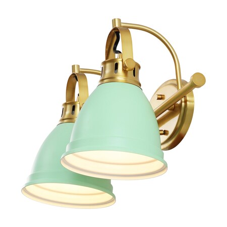 Jonathan Y Phineas 16.25" 2-Light Adjustable Farmhouse Bohemian Iron LED Vanity Light, Mint Green/Brass Gold JYL1115D