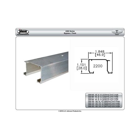 Le Johnson Track Set Bypass Door 72 in L F/ 3/4 in  or 1-3/8 in  2 Door 2200722D