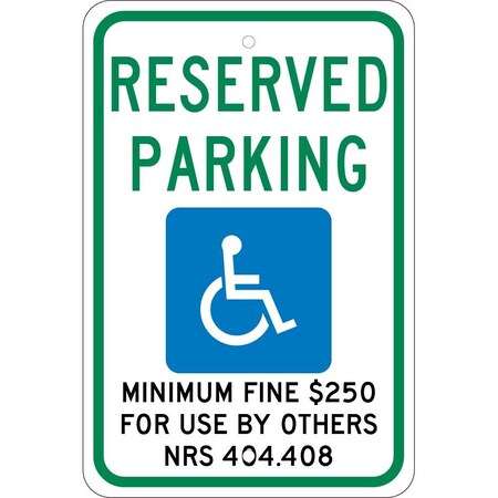 Nmc State Handicapped Reserved Parking Sign Nevada, TMS323J TMS323J