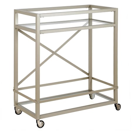Hudson & Canal Henn & Hart  Wilson Satin Nickel Bar Cart - 36 x 30 x 15 in. BC0882