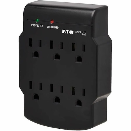 Eaton Tripp Lite Series 6-Outlet Surge Protector, Direct Plug-In, 750 Joules, Diagnostic LED, Black SK6-0B