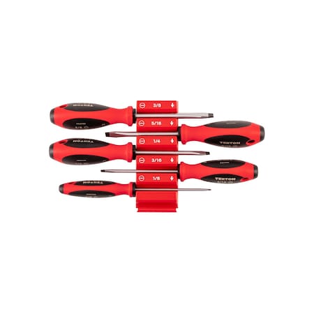 Tekton Slotted Screwdriver Set with Red Modular Organizers - 4 Inch Shanks, 5-Piece (1/8 - 3/8 in.) DWA90101