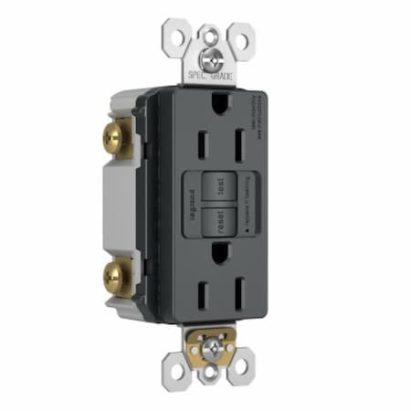 Legrand radiant Series Duplex Self-Test GFCI Receptacle, 125 V, 15 A, NEMA: NEMA 5-15R, Graphite 1597TRGCC4