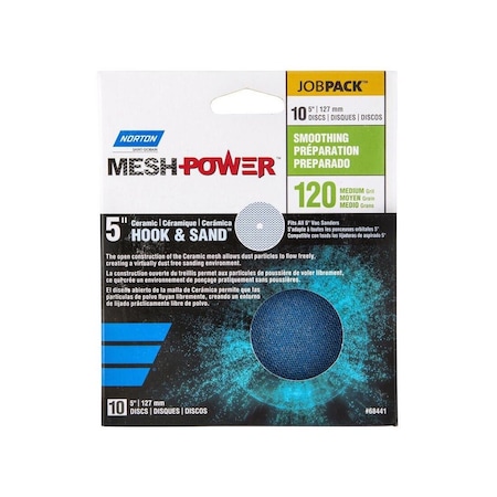 Norton Sanding Disc MeshPower 5" Ceramic Hook and Loop Mesh 120 Grit 07660768441