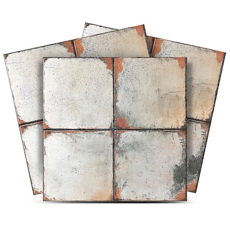 Homeroots 4" x 4" Gray Vinyl Arabesque Peel And Stick Removable Tiles 628716