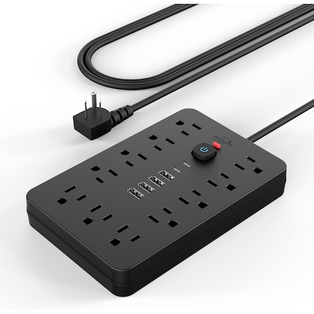 Jouleloom 1JouleLoom Power Strip Surge Protector with 11 Outlets, 4 USB and 2 USB C Ports, 5 Ft Extension Cor SOPOWERSTRIP17BLK