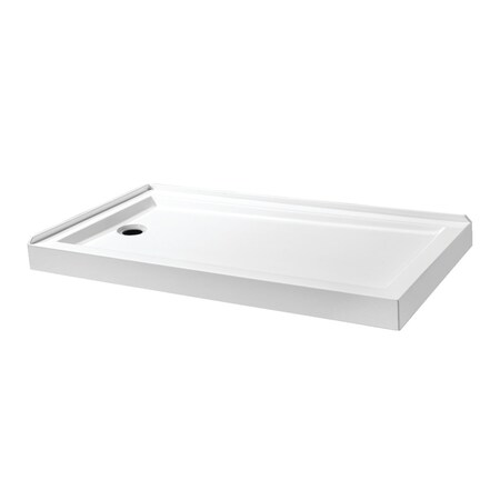 Kingston Brass 60" x 32" Acrylic Double Threshold Shower Base with Left Drain, Glossy White VTSB60324L