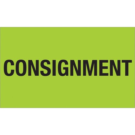 Tape Logic Labels, "Consignment", 3" x 5", Fluorescent Green, 500/Roll DL1322