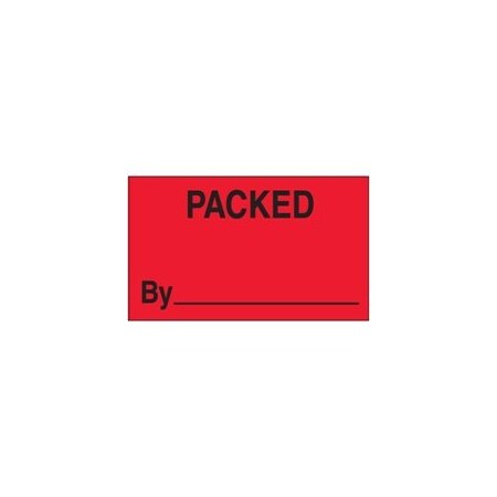 Bubblefast 3 x 5'' - ''Packed By'' Fluorescent Red Labels BFDL3381