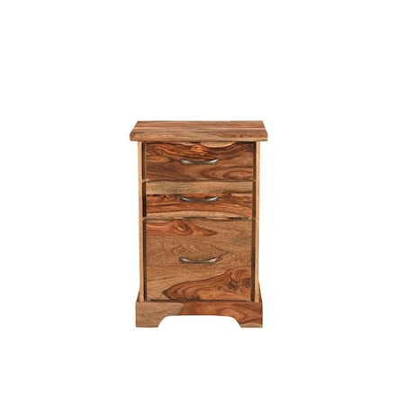 Homeroots 30" Natural Solid Wood Three Drawers Filing Cabinet 565281