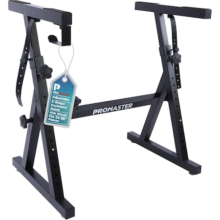 The Promaster Adjustable Z-Style Piano Keyboard Stand 20-34in, Portable, Foam-Padded Arms, Black PRMSKEY44