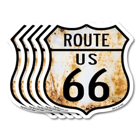 Signmission Route Us 66 Rustic, 12 inch X 12 inch, Aluminum Metal Sign, 5PK SHI-A-5Pack-12-485