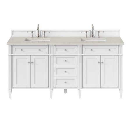 James Martin Vanities Brittany 72" Dbl Vanity in Bright White, w/ 3 CM Siberian Silestone Top w/FreePower Wireless Charger 655-V72-BW-FSFR