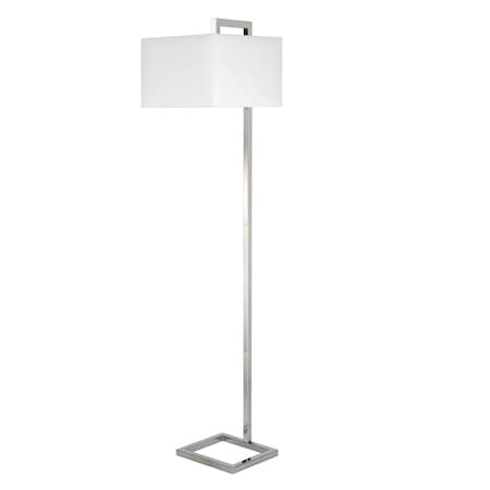 Homeroots 68" Nickel Floor Lamp With White Frosted Glass Rectangular Shade 523419