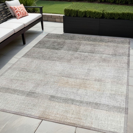 Homeroots 5' X 8' Taupe Ombre Washable Non Skid Indoor Outdoor Area Rug 563677