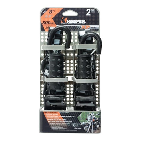 Keeper 8 ft. x 800 lbs Tie Down Strap, Black, 2PK 8874851