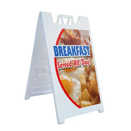 Signmission Breakfast Served All Day, A-Frame & 2 Decals Installed, Heavy-Duty Plastic Frame SBHD-D-2436-Breakfast Served All Day