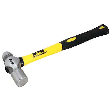 Perform Tool Hammer Ball Pein; 16 Ounce Weight; Carbon Steel Head/ Fiberglass Handle; With Rubber Cushion Grip M7032B
