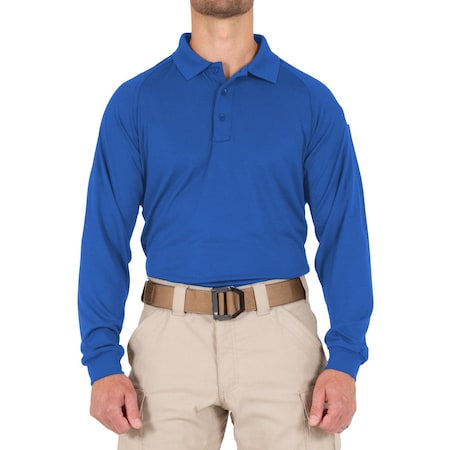First Tactical PERFORMANCE POLO LONG SLEEVE, 100% Polyester, Button, 1 Pocket(s), Royal Blue, M 111503