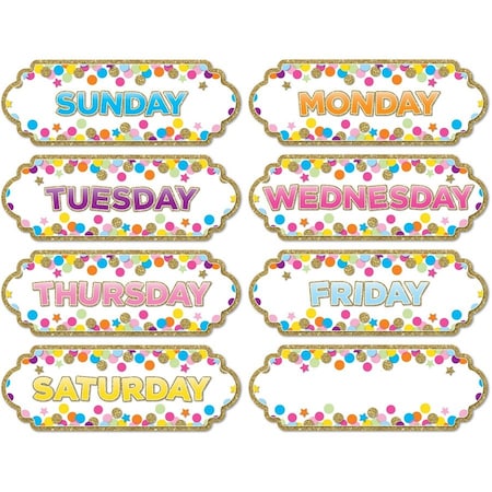 Ashley Die-Cut Magnetic Organizers, Days of the Week, Confetti Pattern 19006