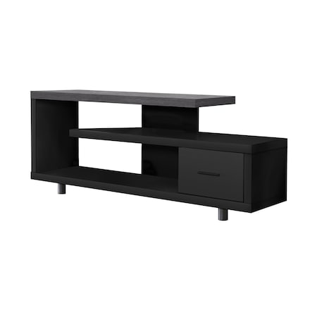 Homeroots 16in Black and Gray Open Shelving TV Stand 332885